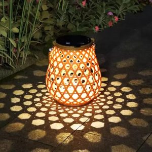 solar rattan lantern bamboo lamp